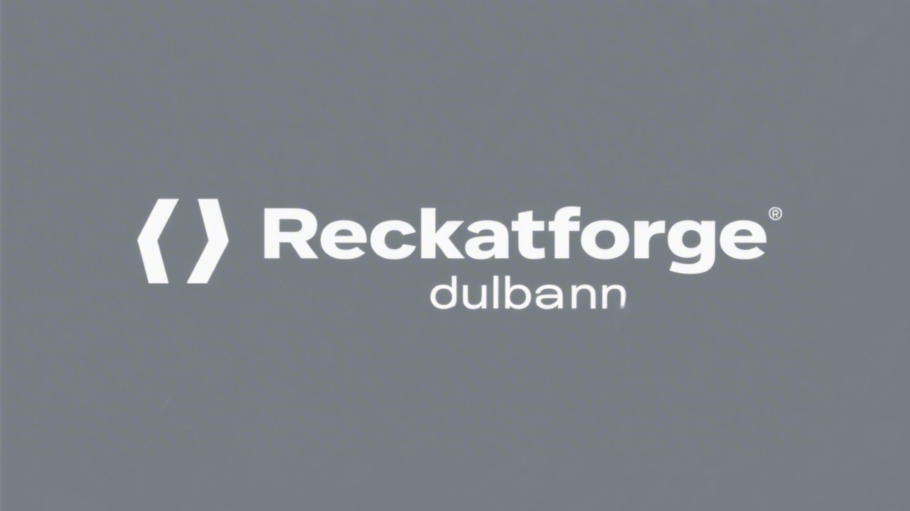 Simple modern wordmark logo reading ReactForge Dublin in clean sans-serif lettering with subtle bracket icon suggesting code, minimal and easy to reproduce.